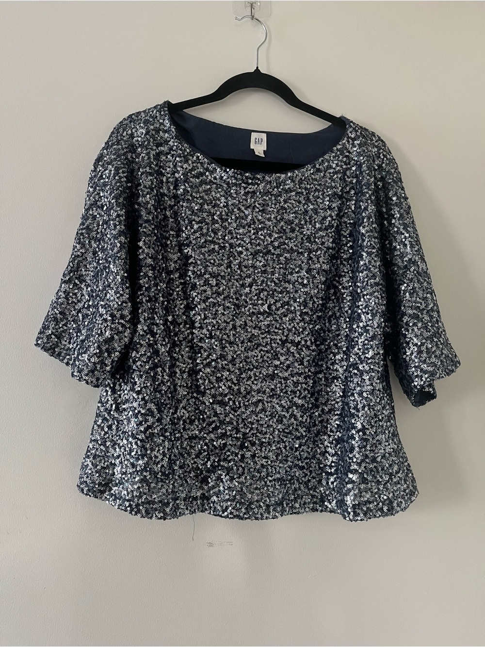 Gap Silver Sequin Kimono Sleeve Top Medium Holiday Cocktail Glam